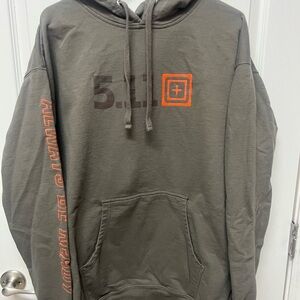 5.11 Tactical Men's Dark Green Hoodie with Orange Accents